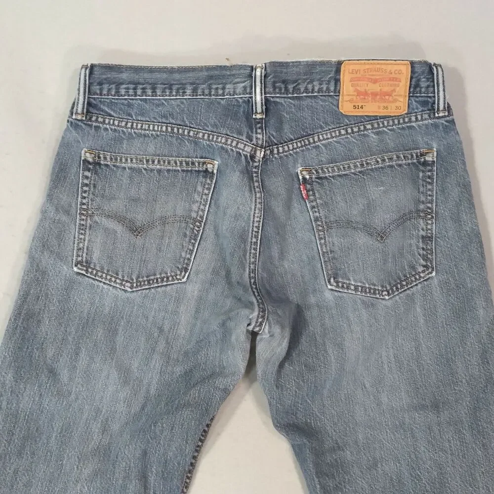 Levi's 514 jeans mens 36‎ x 30 blue denim pants regular slim straight